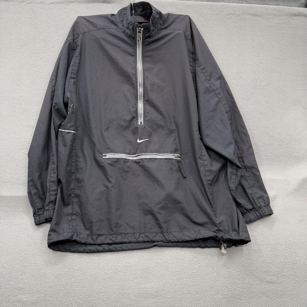 Vintage Nike Windbreaker Jacket Boys Large Black Half Zip Pullover Anorak Mesh